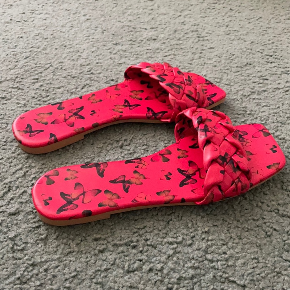BRAND NEW. Red butterfly sandals.